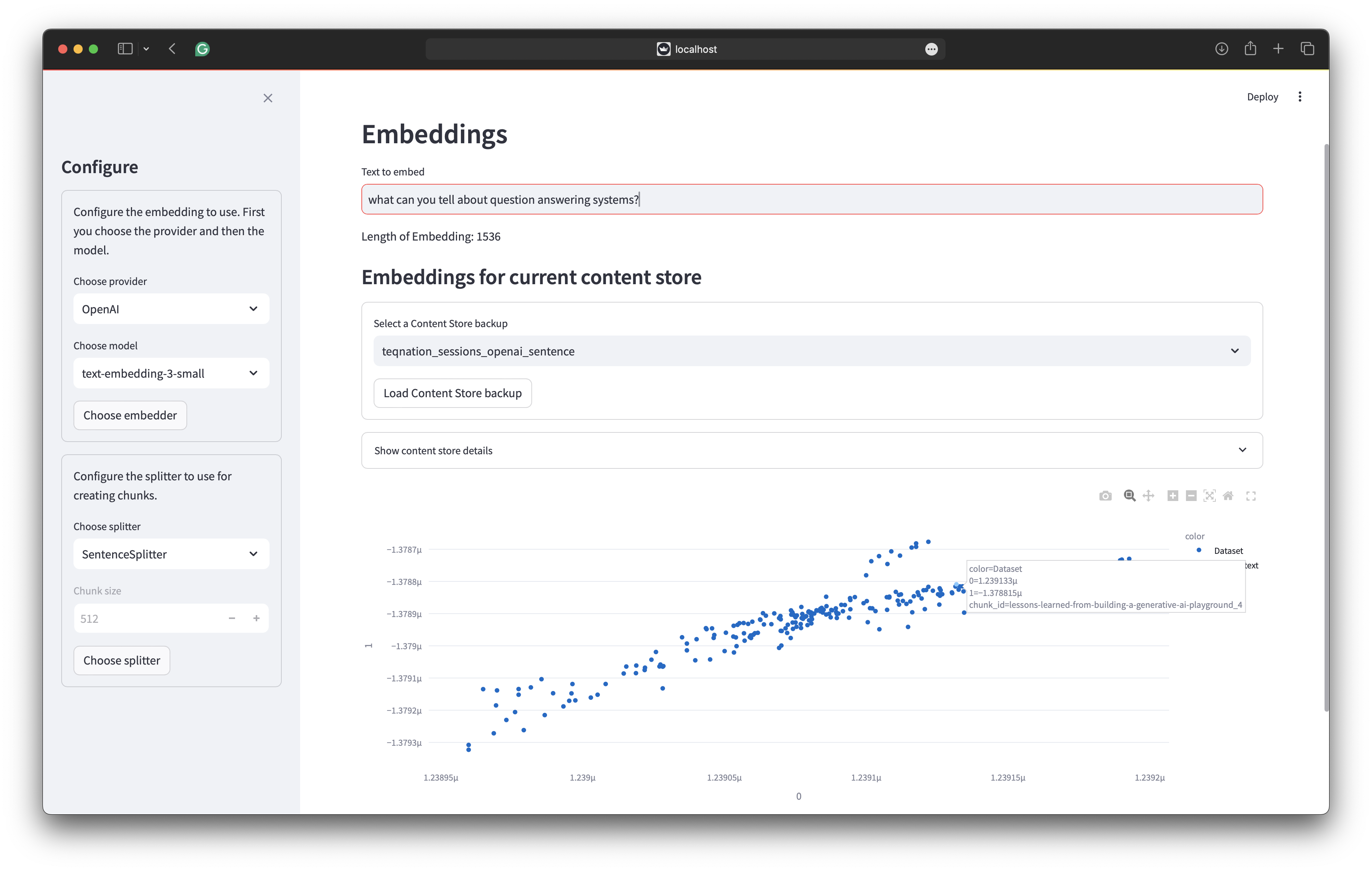 Rag4p GUI ~ Embeddings